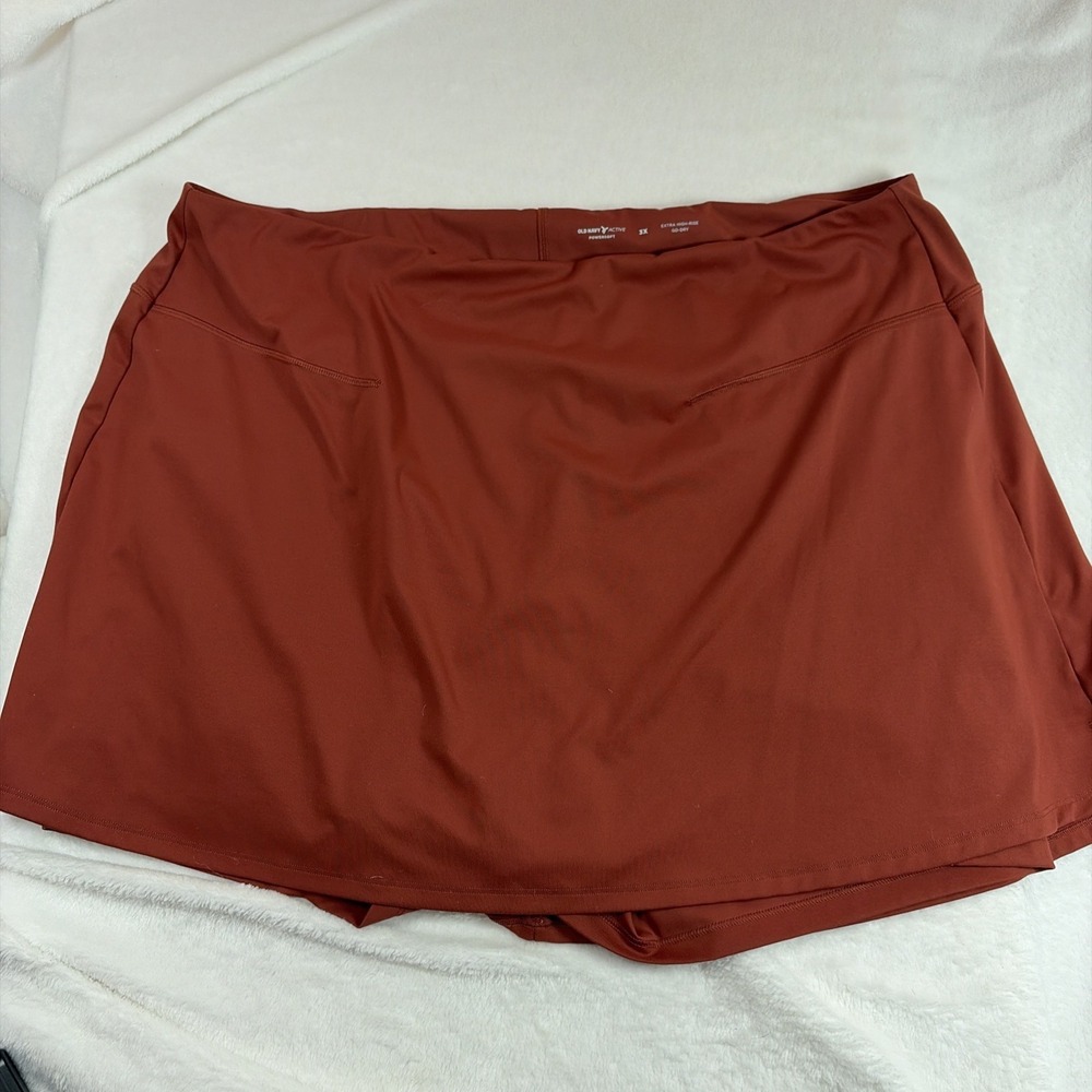 Old Navy Active‎ Powersoft 3X Skort Shorts Skirt Built-In Extra High Rise Brown